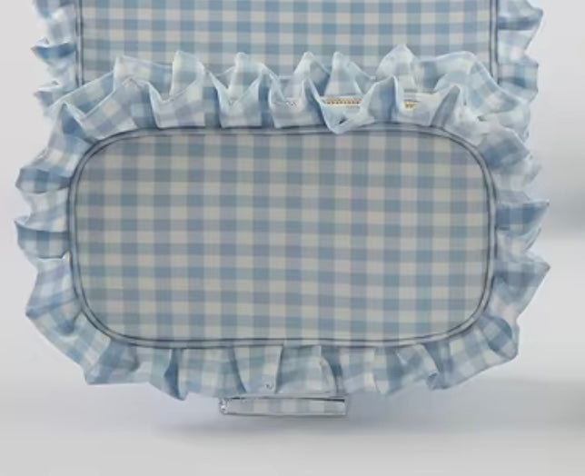 Gingham Ruffle Zipper Bag